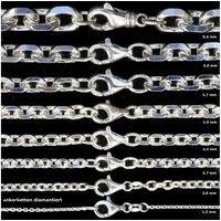 HOPLO Silberkette Ankerkette diamantiert Länge 36cm - Breite 1,2mm - 925 Silber, Made in Germany