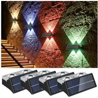 oyajia LED Außen-Wandleuchte LED Solarlampe für Außen Einstellbar Solarlampen für Außen RGB 4 Modus, LED fest integriert, RGB, RGB 9 Farben Solarleuchte für Zaun Wand Terrasse Garten Balkon Deko
