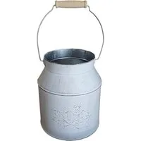 Figurendiscounter Übertopf Pflanzgefäß Kanne Zink 18 x 16 x 16 cm grau