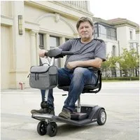 LVHOM Elektromobil Tragbarer Alu(leicht aber stabil) Seniorenmobil, 4-Rad-Scooter,faltbar, (in den Kofferraum(Autos) & Flugzeug mitgenommen werden kann. Ergonomischer Sitz (höhenverstellbar, 360° drehbar) mit Armlehnen + Frontkorb, Front-/Rück-LED mi