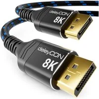 deleyCON deleyCON 2m DisplayPort Kabel 1.4 8K@60Hz 4K@165Hz UHD WQHD HDR für Video-Kabel