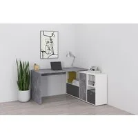 FMD Eckschreibtisch Lexo, Schreibtisch/Sideboard viel Stauraum, beidseitig montierb., 136/205 cm