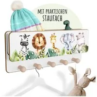 Holzura Kinderregal Kindergarderobe aus Holz mit Ablage und magnethaftendem Rahmen.
