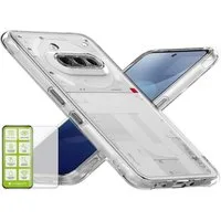 Wigento Handyhülle Für Nothing Phone 3a Silikon TPU Hülle Transparent + H9 Hart Glas, Produktset TPU Hülle mit Hart Glas