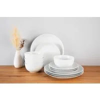 OTTO home Kombiservice Alff (12-tlg), 4 Personen, Porzellan, Geschirr-Set, harmonische, trendige Coupeform