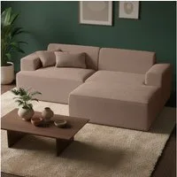 skølm Sofa Freki aus Cord, Vollschaumcouch mit Federkern und Vakuum-Kompression, Taupe, Couch 3 Sitzer inkl. Hocker und 2 Kissen, kein Aufbau erforderlich