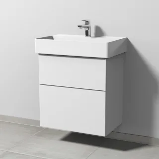 Sanipa 3way Waschtischunterbau zu Duravit Dura Square Waschtisch mit 2 Auszügen, Weiß-Soft SM42343