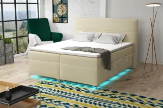 Boxspringbett Schlafzimmerbett CANELA 140x200cm Stoff Monolith inkl.Bettkasten