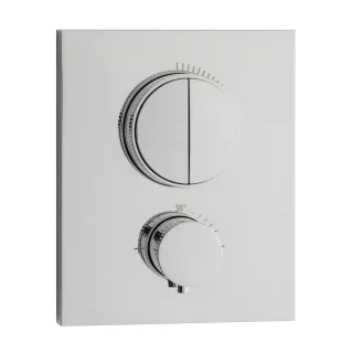 Herzbach PUSH Thermostat-Batterie LIVING 2 Verbraucher eckig rund Chrom, 11.803050.2.01 11.803050.2.01