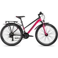Axess Kinderfahrrad Adventure 26 Trapez, 21 Gang Shimano Tourney 21 Schaltwerk, Kettenschaltung, Straßenausstattung violett/rosa