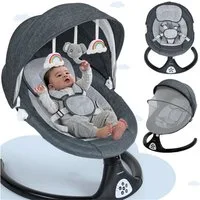 Insma Babyschaukel 5 Gang Elektrische bluetooth-Babywippe, mit 10 Liedern und Fernbedienung, 3x Spielzeug, Batteriekompatibel