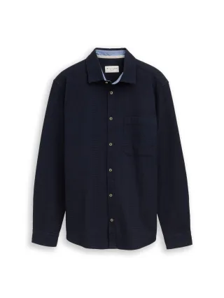 Tom Tailor - Regular Fit Hemd mit Waffelstruktur sky captain blue - Gr. - L