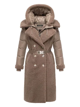 Navahoo Damen Teddymantel Kuscheltraum mit 2-in-1 Stepp-Innenteil