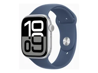 Apple Watch Series 10 (GPS) 46mm Aluminium silber mit Sportarmband M/L Denim | mwwm3qf/a |