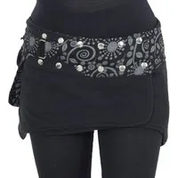 PUREWONDER Wickelrock Damen Wickelrock, Nierenwärmer und Cacheur aus Fleece sk22 Schwarz 2 aus Fleece