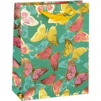 Idena Tragetasche Idena Geschenktasche Schmetterlinge 18x23x8cm 210g/m² Heißprägung