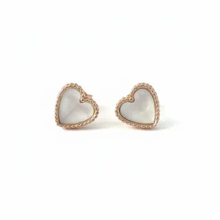 Damen Herz Ohrringe aus Roségold mit Perlmutt 925 Sterling Silber BIPE047