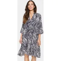 Saint Tropez Blusenkleid EdaSZ Dress Sommerkleid, Tunikakleid mit Volant und 3/4 Ärmel