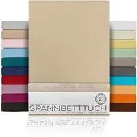 Beautex Spannbettlaken Spannbetttuch Jersey Baumwolle Premium, Jersey, Gummizug: rundum, (1 Stück), atmungsaktiv, hautfreundlich, perfekte Passform, formstabil, 160 g/m²