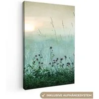 OneMillionCanvasses® Leinwandbild Natur - Vintage - Blumen - Sonne, Fotodruck (1 St), Leinwand Canvas Wandbild, Wanddekoration 20x30 cm