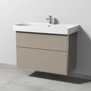 Sanipa 3way Waschtischunterbau zu Geberit Smyle Square Waschtisch mit 2 Auszügen, Sandgrau-Matt BS67167
