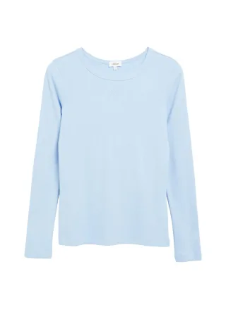 s.Oliver Red Label - Geripptes Langarmshirt blau - Gr. - 36