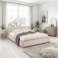 IDIMEX Polsterbett CURSIO, Doppelbett 140x200 cm mit Lattenrost in Cord-Optik Beige