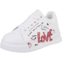 Ital-Design Damen Low-Top Freizeit Sneaker (88519149) Flach Sneakers Low in Weiß