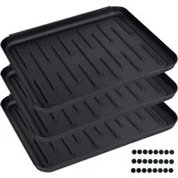 MAVO PLANET Schuhabtropfschale 3er Set Schuhablage Schuhabtropfer Schuhwanne, 37 x 30 cm Rutschfest mit erhöhtem Rand
