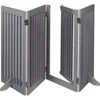 relaxdays Hundegitter Graues Absperrgitter mit Tür 92 cm hoch