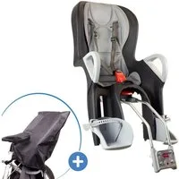OK Baby Fahrradkindersitz Schwarz Grau, ab: ab 9 Monaten, bis: 2 Jahre, Kinder Fahrradsitz von 9 Monate bis 22 kg mit Polsterung & Regenschutz