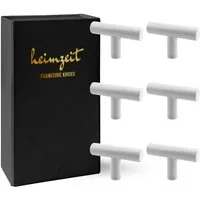 heimzeit Möbelgriff Möbelknopf Schrankknopf Edelstahl (Set, 6-St), für Schubladen, Türen und Kommoden, inkl. Schraube