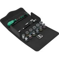 8100 SA 13 Zyklop Comfort Knarrensatz, 1/4", Werkzeug-Set schwarz/grün, 15-teilig, Comfort-Knarre mit Umschalthebel