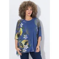 Ulla Popken Longbluse Mesh-Bluse doppellagig Oversized Rundhals Halbarm