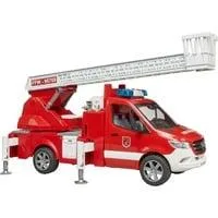 MB Sprinter Feuerwehr mit Light & Sound Modul, Modellfahrzeug rot/weiß, Drehleiter, Pumpe