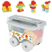 Pilsan Bausteine im Trolly 56 Teile Konstruktions-Spielset, (56 St), große bunte Bausteine, ab 12 Monaten