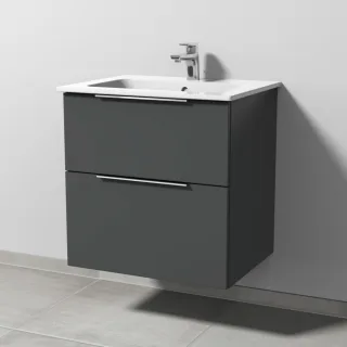 Sanipa 3way Waschtischunterbau zu Duravit ME by Starck Waschtisch mit 2 Auszügen, Anthrazit-Matt UM72422