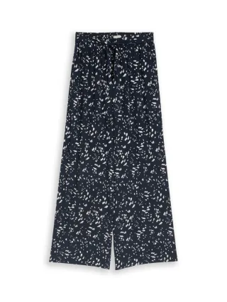 Tom Tailor - Loose Fit Palazzo Hose mit Muster blau - Gr. - 32