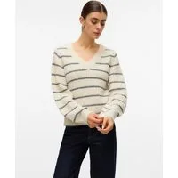 Vero Moda V-Ausschnitt-Pullover VMAWESOME SHINE LS V-NCK STRIPE PULL BOO mit Glitzer-Effekt