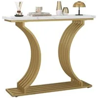 COSTWAY Konsolentisch, Gold, schmaler Flurtisch, marmor, mit Metallbeinen