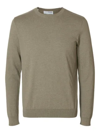 Selected - Langarm Strickpullover grau/grün - Gr. - XXL