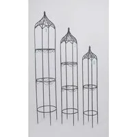BURI Rankhilfe Set 3 Stück Rankhilfen Metall Grau Gitter Rosen Kletterpflanzen Garten