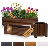 BooGardi Pflanzkübel Balkonkasten Blumenkasten mit Kunststoffeinsatz (Pflanzkasten · Dunkelbraun 44x20x14cm · 4 Farben · 3 Größen), Pflanzgefäß für Fensterbank · Balkon · Garten · Terrasse