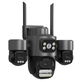Guudgo 3MP 5X Zoom Triple Lens Security Camera Outdoor Wireless 360 View WiFi Cloud Storage AI Human Detection Night Vis