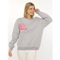 Zwillingsherz Hoodie "Smile Smile Smile" Rundhals, Stickerei in Neon, fröhliche Botschaft