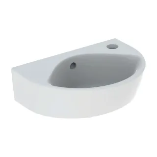 Geberit Renova Handwaschbecken 500374018 36x25cm, mit Hahnloch rechts, mit Überlauf, verkürzte Ausladung, weiß/KeraTect