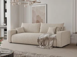 Sofa 3-Sitzer mit Schlaffunktion LUNA in Stoff Centaur Beige