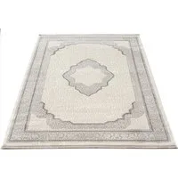 Carpetilla Designteppich Designer Wohnzimmer Teppich Orientisch Rechtetig modern Grau_Cream, Rechtetig, Höhe: 15 mm, Farbecht