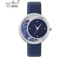 crystal blue Quarzuhr Damenuhr analog Armbanduhr Edelstein Bernstein Lapislazuli Rosenquarz, Gratis Versand