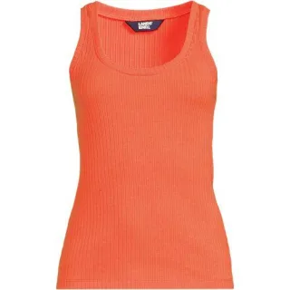 Ärmelloses Ajour-Top, Damen,  Orange, Elasthan/Baumwoll-Mischung, by Lands' End